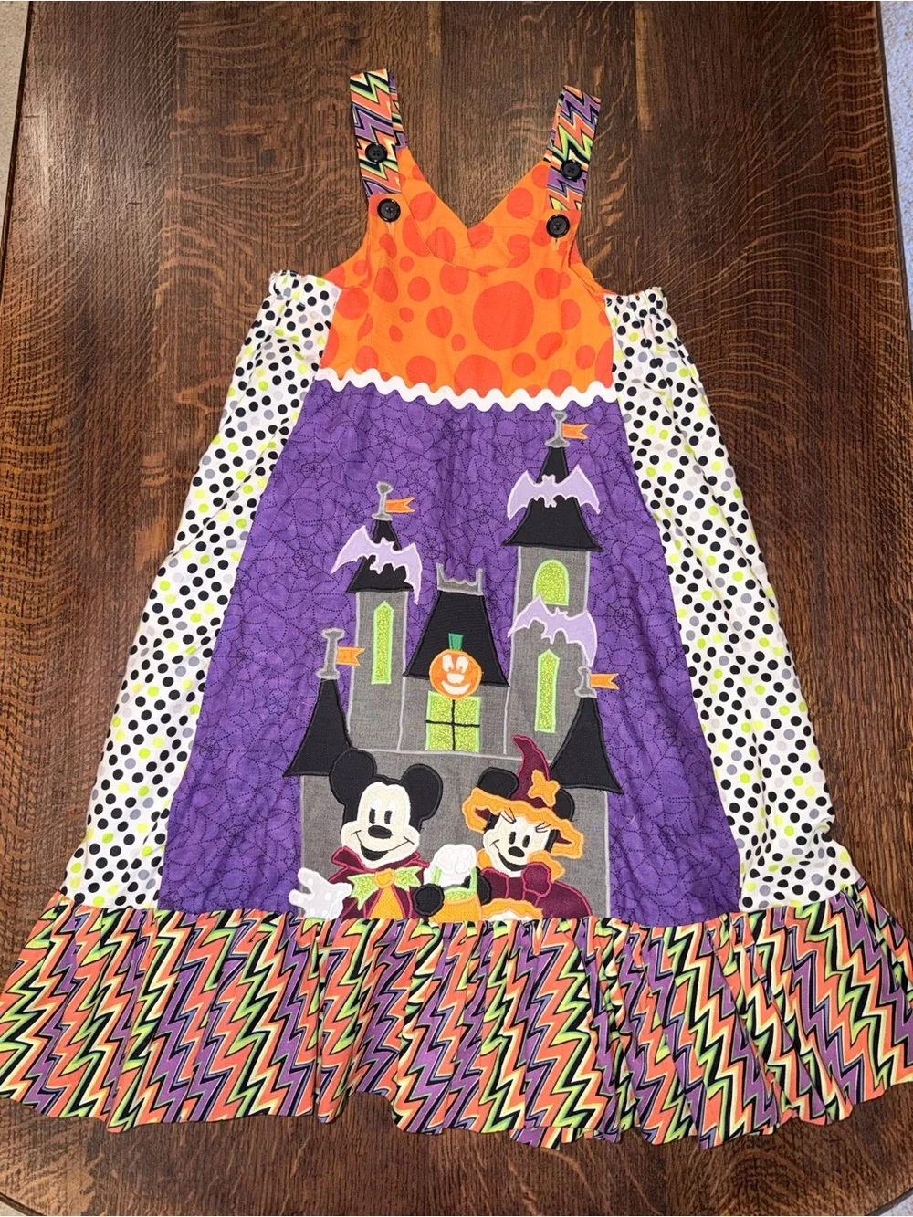 Disney Mickey & Friends Halloween Appliqué  Custom Dress - Orange & Purple